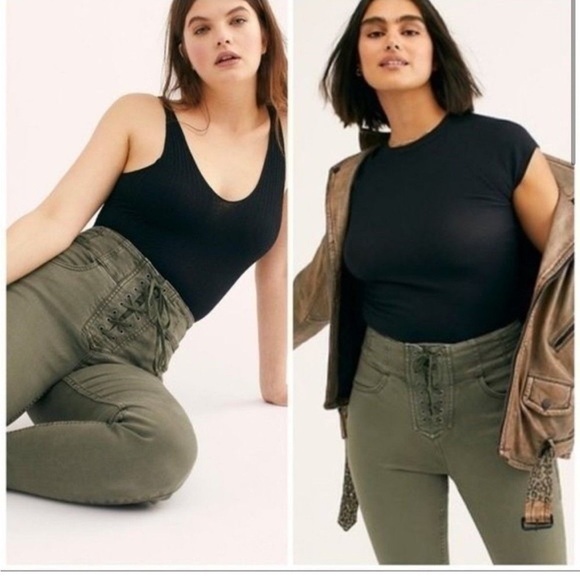Free People Plus CRVY Lace Up Skinny Jeans - Picture 3 of 6